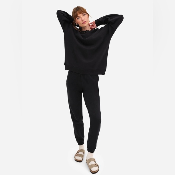 $128 MATE the label Organic Fleece Relaxed Pocket Sweatpant Jet Black NWT - Picture 5 of 6